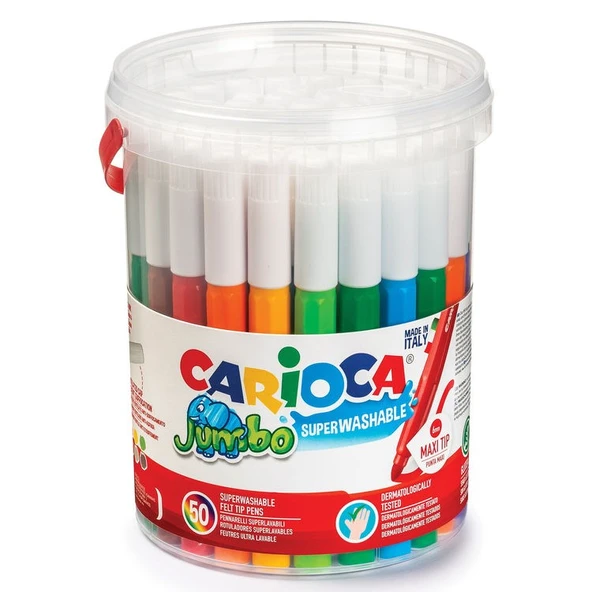 Carioca Jumbo Süper Yıkanabilir Kalın Keçeli Boya 50li Kova ürün görseli 1