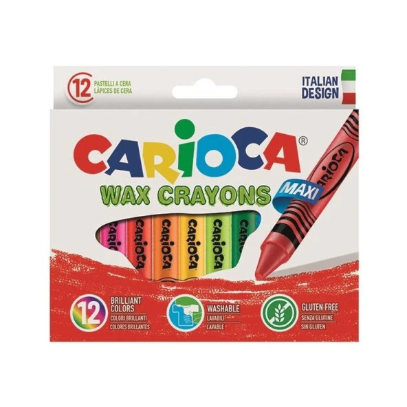 Carioca Wax Crayons Maxi Yıkanabilir Jumbo Pastel Boya Kalemi 12li ürün görseli 1