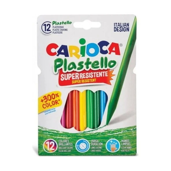 Carioca Plastello Elleri Kirletmeyen Yıkanabilir Pastel Boya Kalemi 12li ürün görseli 1