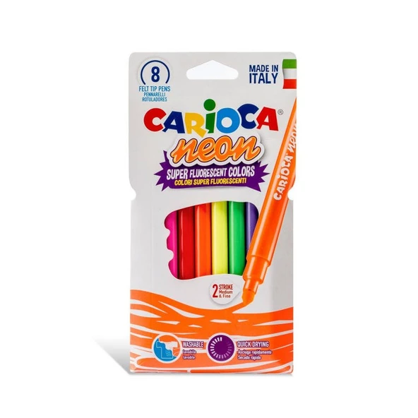 Carioca Neon Yıkanabilir Fosforlu Keçeli Kalem 8 Renk ürün görseli 1