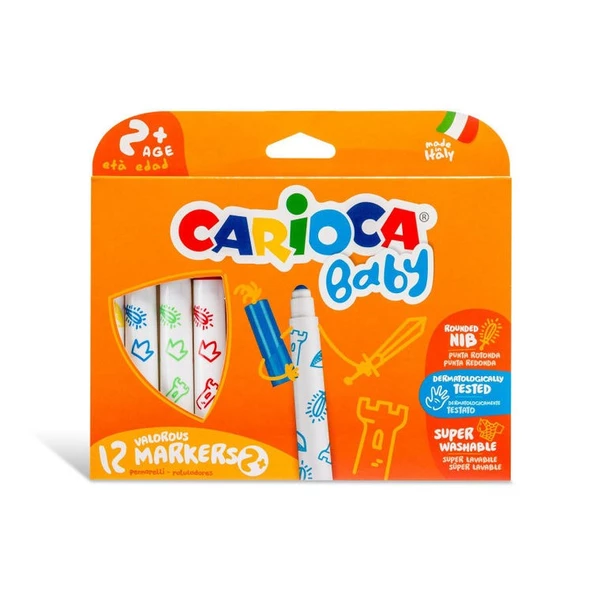 Carioca Baby Jumbo Yıkanabilir Keçeli Boya Kalemi 12 Renk 2+ Yaş ürün görseli 1