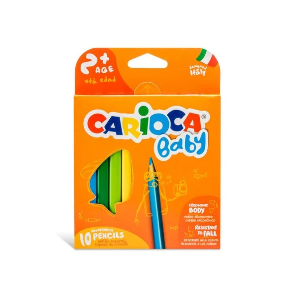 Carioca Baby Jumbo Üçgen Kuru Boya Kalemi 10 Renk 2+ Yaş ürün görseli 1