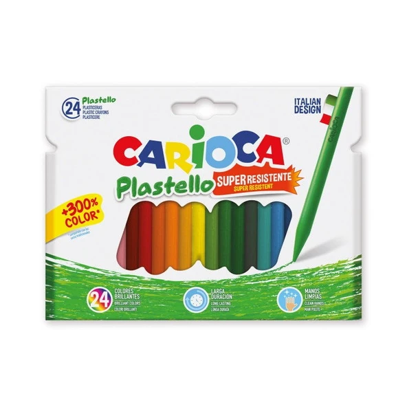 Carioca Plastello Jumbo Üçgen Elleri Kirletmeyen Yıkanabilir Pastel Boya Kalemi 24lü ürün görseli 1
