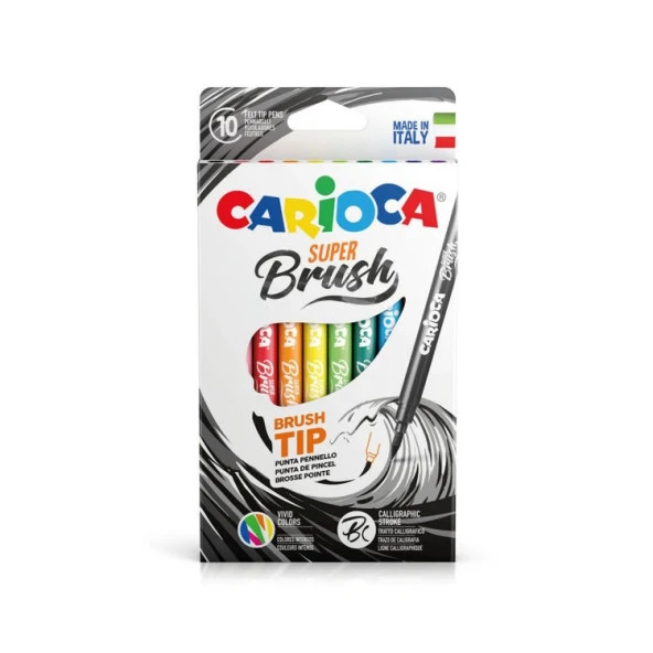 Carioca Super Brush Fırça Uçlu Keçeli Boya Kalemi 10lu ürün görseli 1