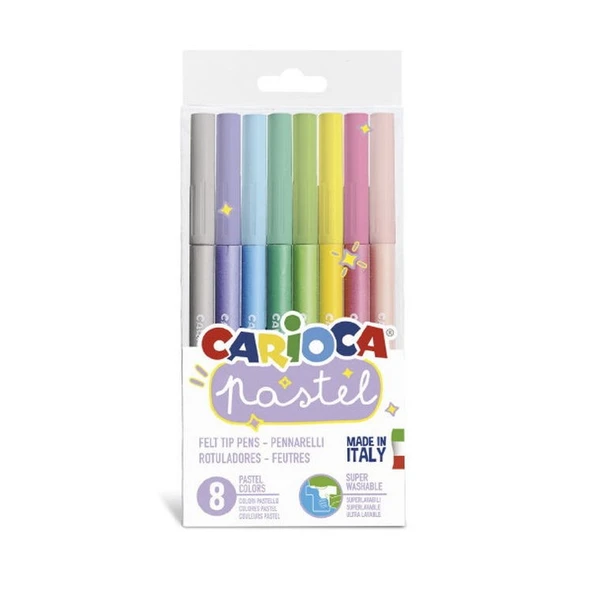 Carioca Pastel Süper Yıkanabilir Keçeli Boya Kalemi 8 Renk ürün görseli 1