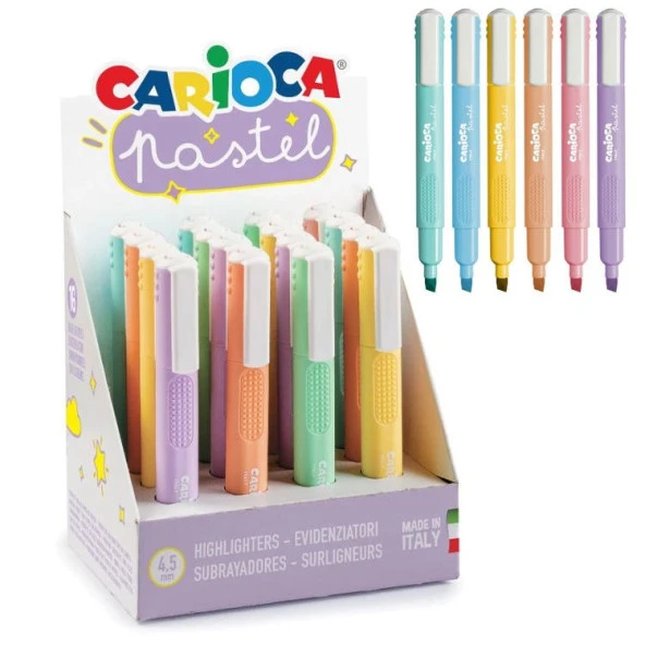 Carioca Pastel Highlighter İşaretleme Kalemi Karışık Renk 16lı Stand ürün görseli 1