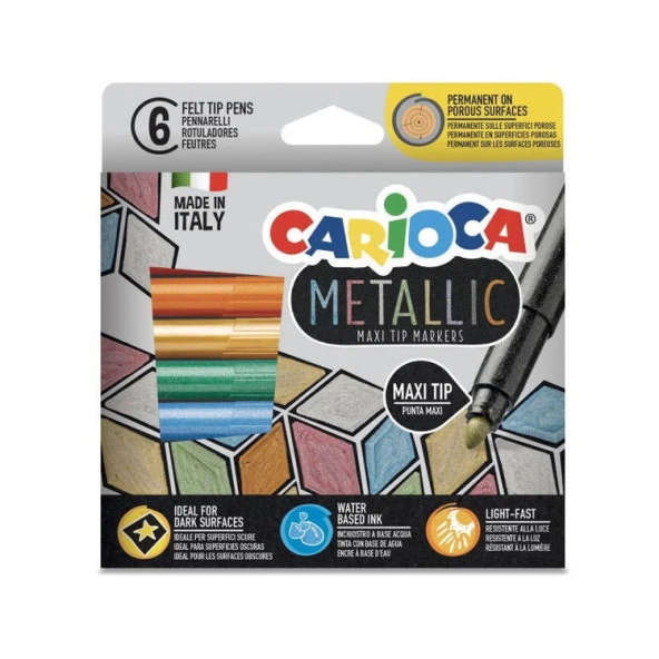 Carioca Metalik Jumbo Keçeli Kalem 6 Renk Maxi Tip ürün görseli 1