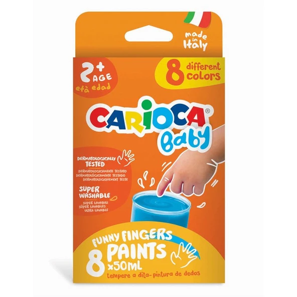 Carioca Baby Yıkanabilir Parmak Boyası 8 Renk x 50 ml. 2+ Yaş ürün görseli 1