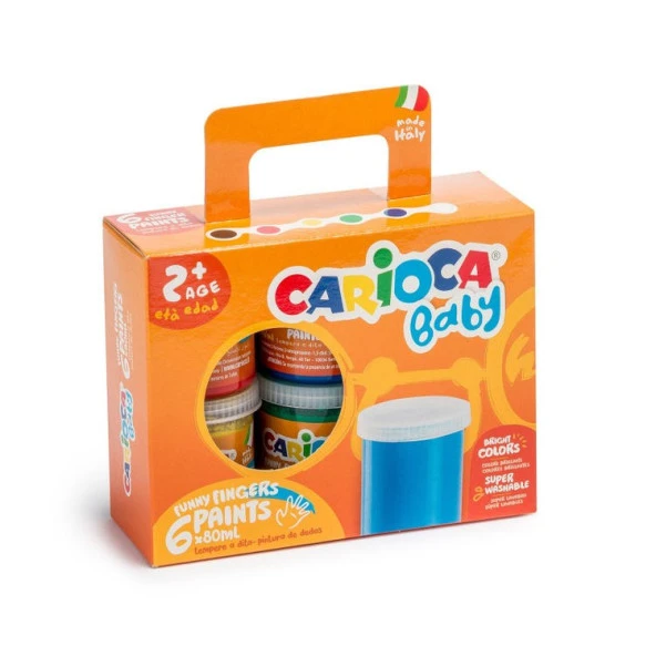 Carioca Baby Yıkanabilir Parmak Boyası 6 Renk x 80 ml. 2+ Yaş ürün görseli 1