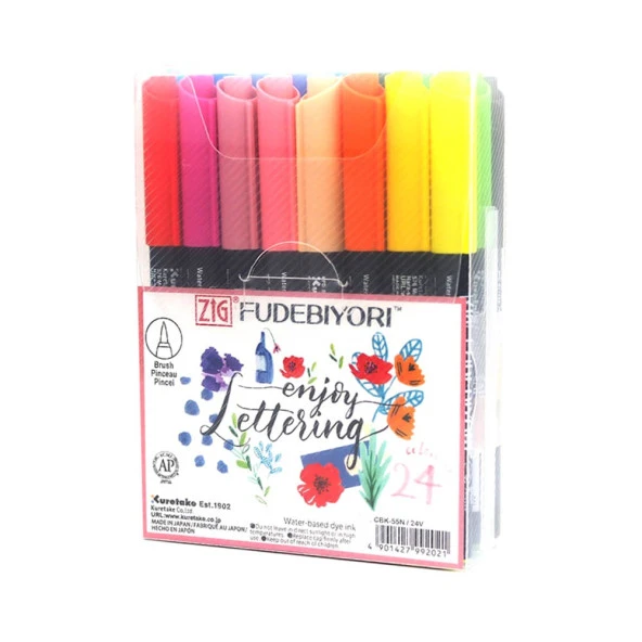 Zig Fudebiyori Brush Pen Fırça Uçlu Kalem 24 RENK SET ürün görseli 1