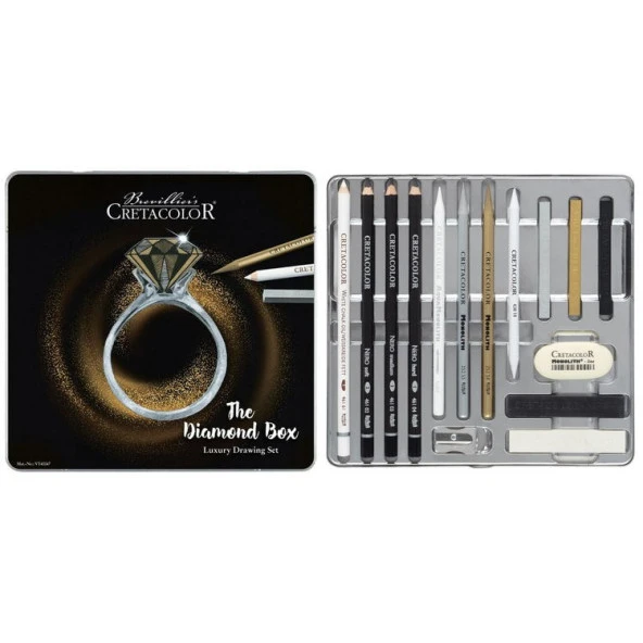 Cretacolor Diamond Box Luxury Drawing Set 15 Parça Metal Kutu (400 47) ürün görseli 1