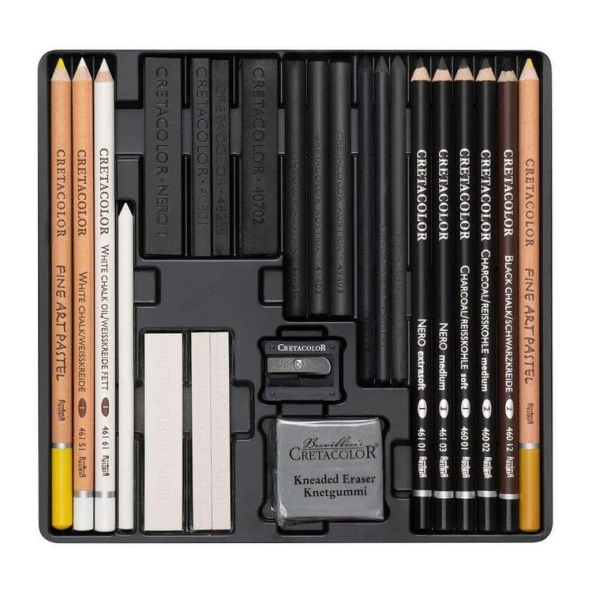 Cretacolor Wolf Box Drawing Set Profesyonel Çizim Seti 25 Parça Metal Kutu (91400-2602) ürün görseli 1