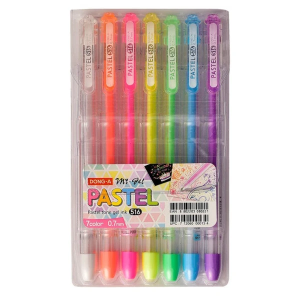 Dong-A My-Gel Pastel 0.7 mm İğne Uçlu Kalem 7 RENK SET ürün görseli 1