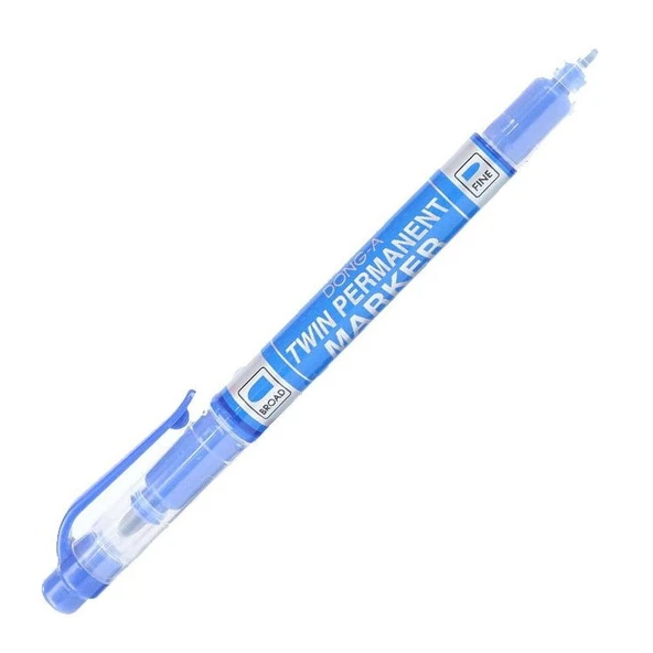 Dong-A Twin Permanent Marker Çift Uçlu Asetat Kalemi Mavi ürün görseli 1