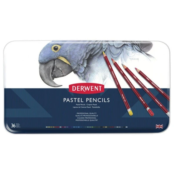 Derwent Pastel Pencil 36lı Teneke Kutu Pastel Kalem Seti ürün görseli 1