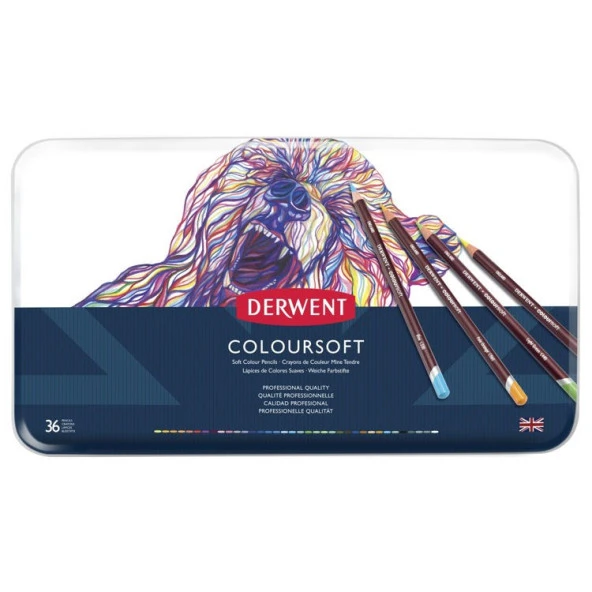 Derwent Coloursoft Pencils Yumuşak Kuruboya Kalemi 36lı Teneke Kutu ürün görseli 1