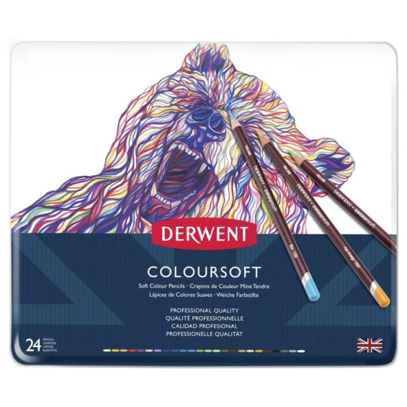 Derwent Coloursoft Pencils Yumuşak Kuruboya Kalemi 24lü Teneke Kutu ürün görseli 1