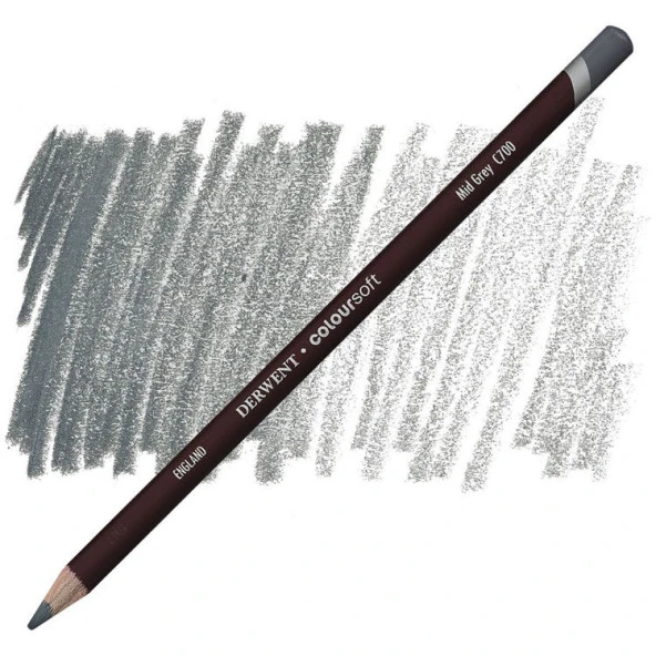 Derwent Coloursoft Pencil Yumuşak Kuruboya Kalemi C700 Mid Grey ürün görseli 1