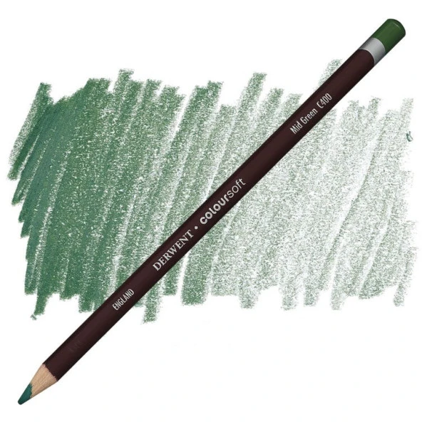 Derwent Coloursoft Pencil Yumuşak Kuruboya Kalemi C400 Mid Green ürün görseli 1