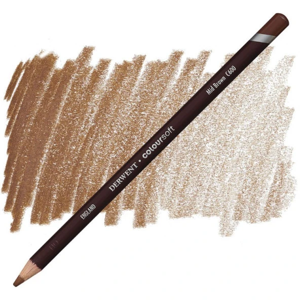 Derwent Coloursoft Pencil Yumuşak Kuruboya Kalemi C600 Mid Brown ürün görseli 1
