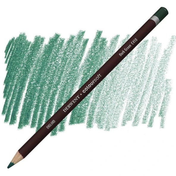 Derwent Coloursoft Pencil Yumuşak Kuruboya Kalemi C410 Dark Green ürün görseli 1