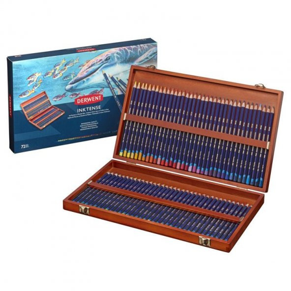 Derwent Inktense Mürekkep Etkili Aquarel Boya Kalemi 72li Ahşap Kutu ürün görseli 1