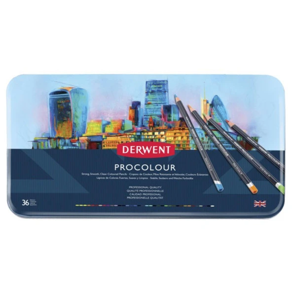 Derwent Procolour Kuru Boya Kalemi 36lı Teneke Kutu ürün görseli 1