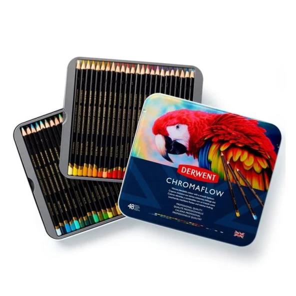 Derwent Chromaflow Kuruboya 48 Renk Metal Kutu ürün görseli 1