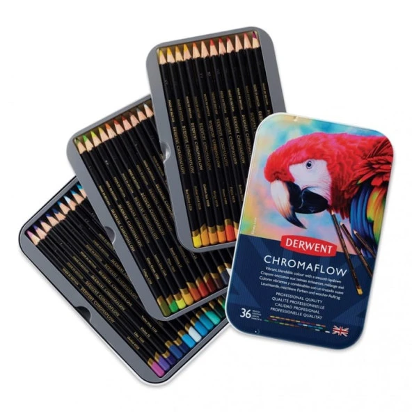 Derwent Chromaflow Kuruboya 36 Renk Metal Kutu ürün görseli 1