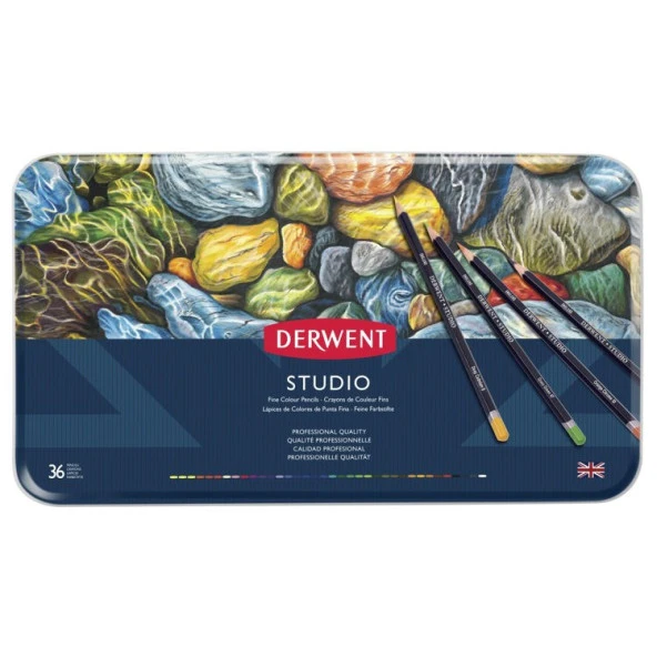 Derwent Studio Pencils Kuruboya Kalemi 36lı Teneke Kutu ürün görseli 1