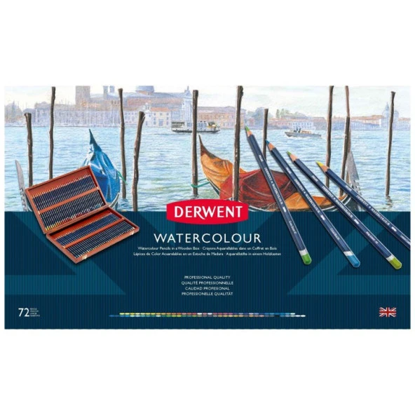 Derwent Watercolour Pencil Suluboya Kalem Seti 72li Ahşap Kutu ürün görseli 1
