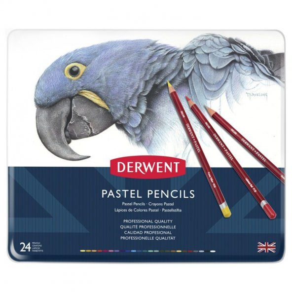 Derwent Pastel Pencil 24lü Teneke Kutu Pastel Kalem Seti ürün görseli 1