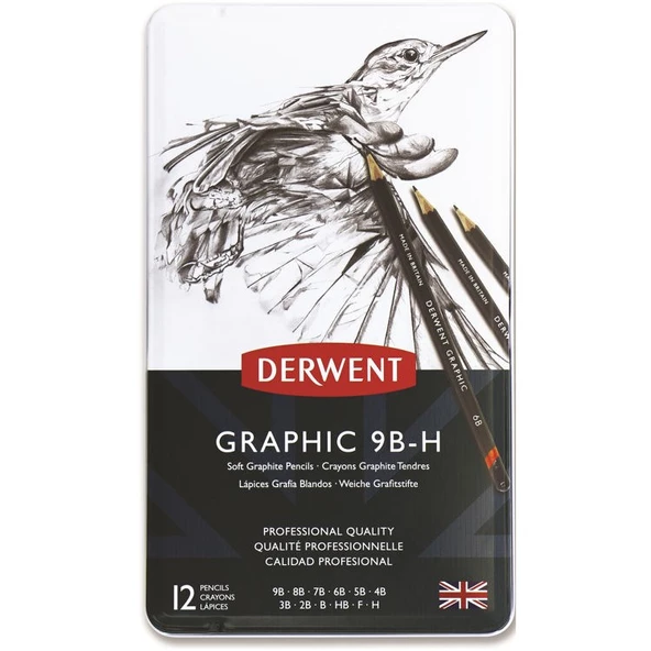 Derwent Graphic Dereceli Kalem Seti Soft (Sketching) 12li Teneke Kutu ürün görseli 1