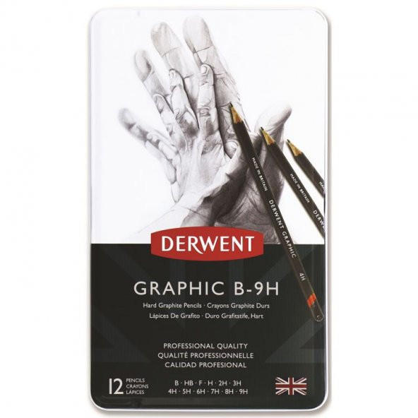 Derwent Graphic Dereceli Kalem Seti Hard (Technical) 12li Teneke Kutu ürün görseli 1