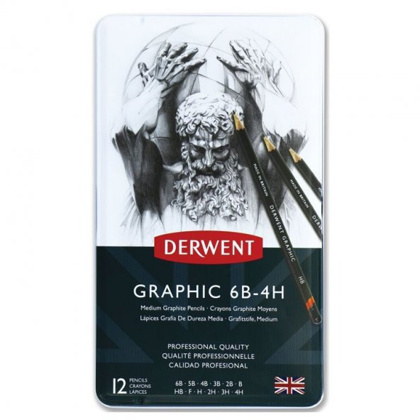 Derwent Graphic Dereceli Kalem Seti Medium (Designer) 12li Teneke Kutu ürün görseli 1