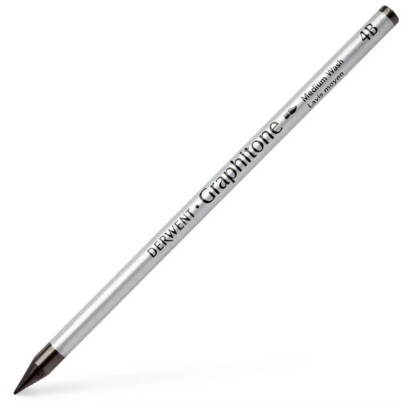 Derwent Watersoluble Graphitone Suda Çözünebilen Ağaçsız Grafit Kalem 4B - Medium Wash ürün görseli 1