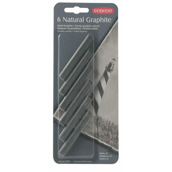 Derwent Natural Graphite Grafit Blok 6lı Blister ürün görseli 1