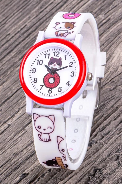 Çocuk Kol Saati Silikon Kordon 4-12 Yaş Unisex Kız Çocuk Kitty Figürlü Watch ST-304334 ürün görseli 1