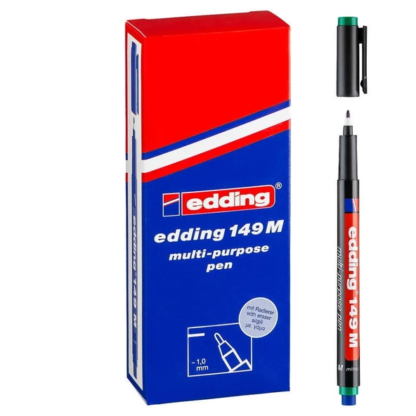 Edding 149 M Çok Amaçlı Permanent Kalem (Silgili Asetat Kalemi) YEŞİL 10lu Kutu ürün görseli 1