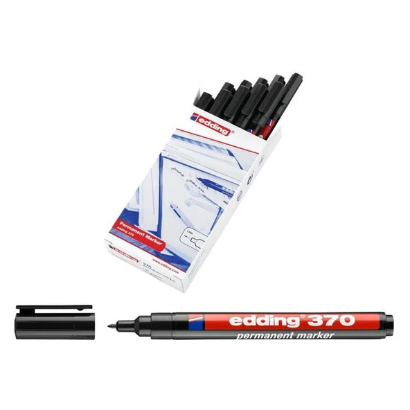 Edding 370 Permanent Marker Asetat Kalemi Siyah 10lu Kutu ürün görseli 1