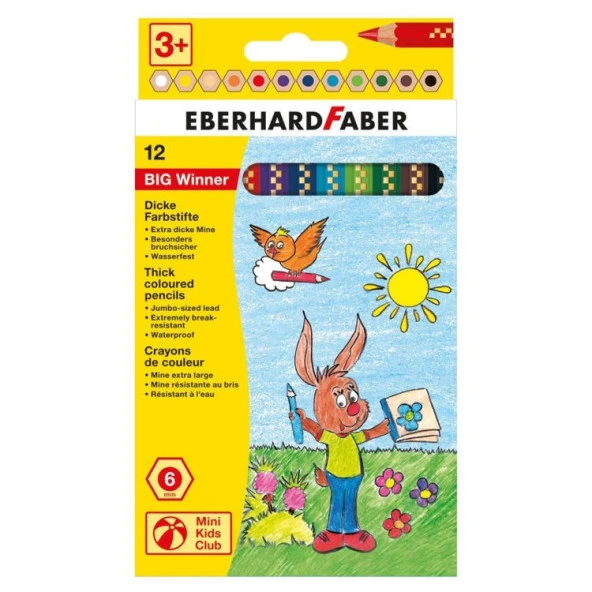 Eberhard Faber BIG Winner Jumbo Kuru Boya 12 Renk 6mm Mine ürün görseli 1