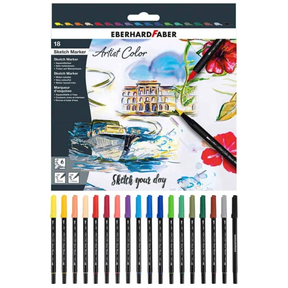 Eberhard Faber Artist Color Eskiz Markörü 18 Renk Set ürün görseli 1