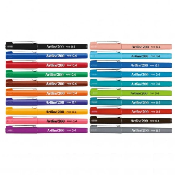 Artline 200 Fineliner 0.4mm İnce Uçlu Yazı ve Çizim Kalemi 20 RENK SET ürün görseli 1
