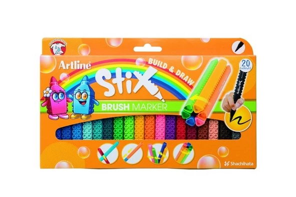Artline Stix Brush Marker 20 Renk Esnek Uçlu Keçeli Kalem ürün görseli 1