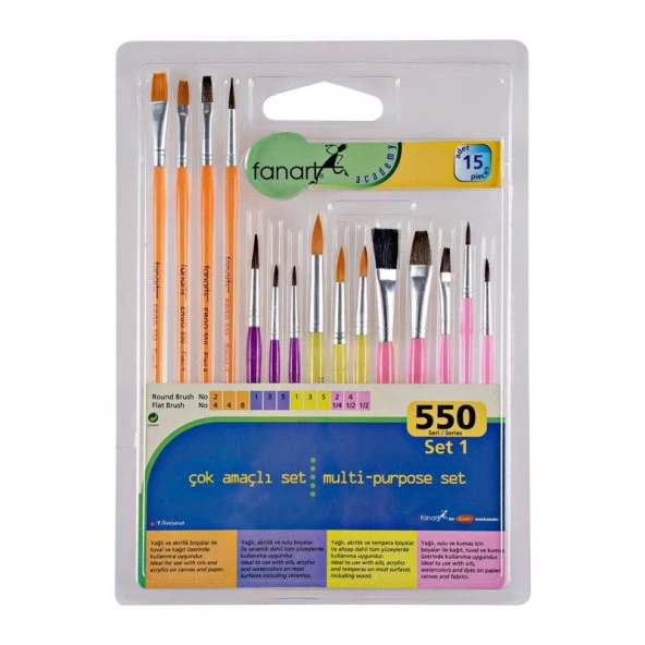 Fanart Academy 550 Seri Fırça Seti 1 (15li) ürün görseli 1