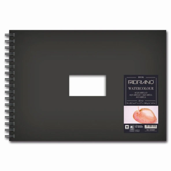 Fabriano Watercolour Book Sert Kapak Spiralli Suluboya Defteri 300 gr. A4 25 yp. Soğuk Basım ürün görseli 1