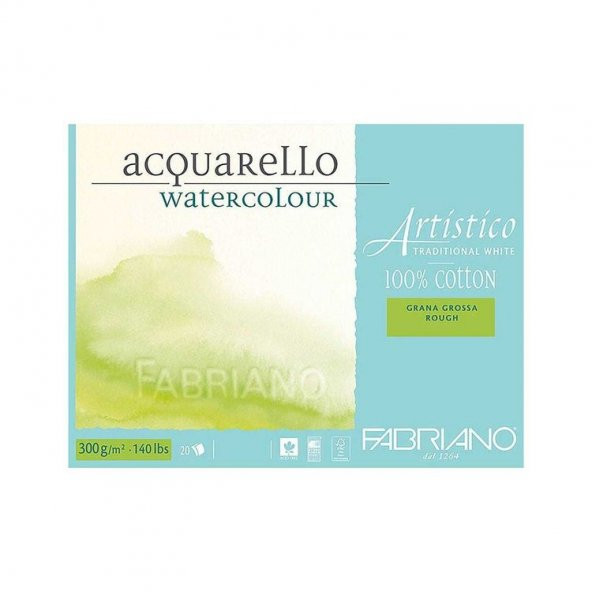 Fabriano Artistico Traditional White Suluboya Blok 300 gr. 26x36 cm. 20 yp. Kaba Grenli Rough ürün görseli 1