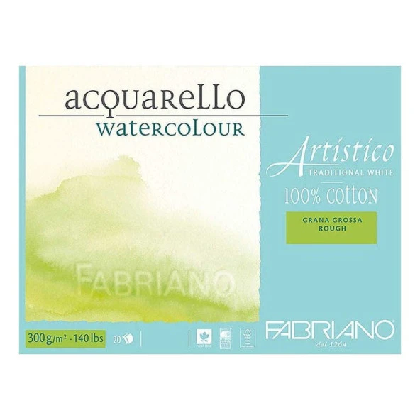 Fabriano Artistico Traditional White Suluboya Blok 300 gr. 31x41 cm. 20 yp. Kaba Grenli Rough ürün görseli 1