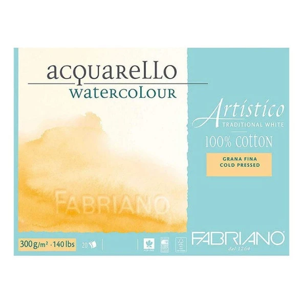 Fabriano Artistico Traditional White Suluboya Blok 300 gr. 31x41 cm. 20 yp. Soğuk Basım ürün görseli 1