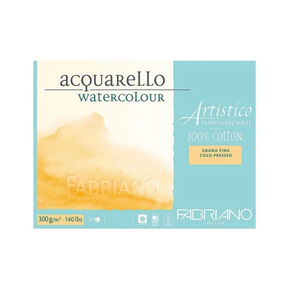 Fabriano Artistico Traditional White Suluboya Blok 300 gr. 26x36 cm. 20 yp. Soğuk Basım ürün görseli 1